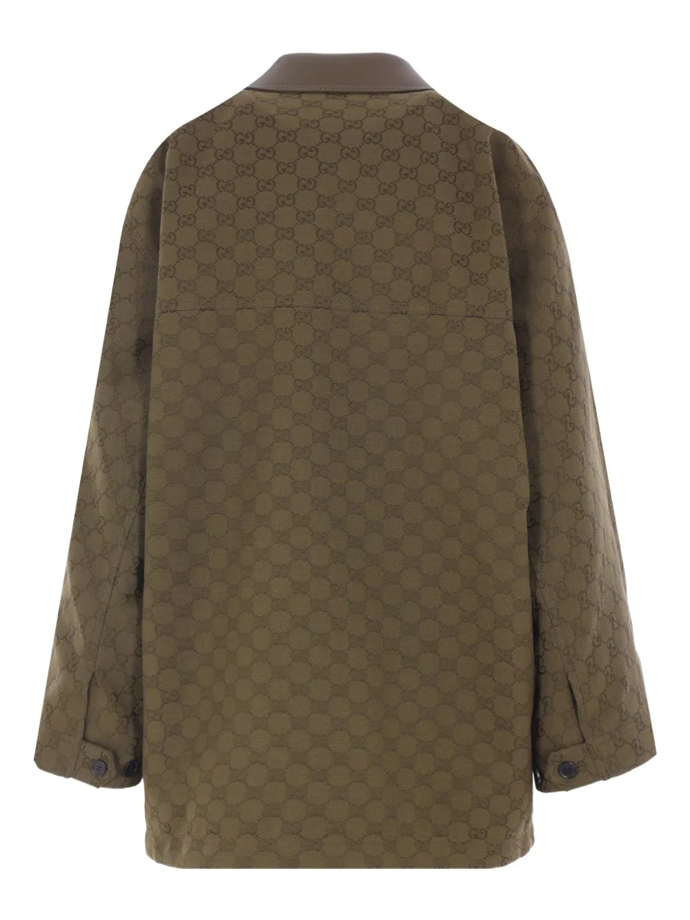 GG monogram leather-collar coat