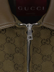 GG monogram leather-collar coat