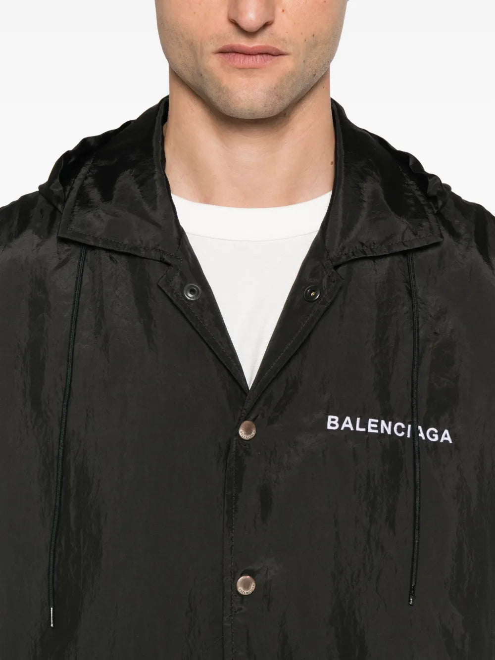 hooded logo-embroidered jacket