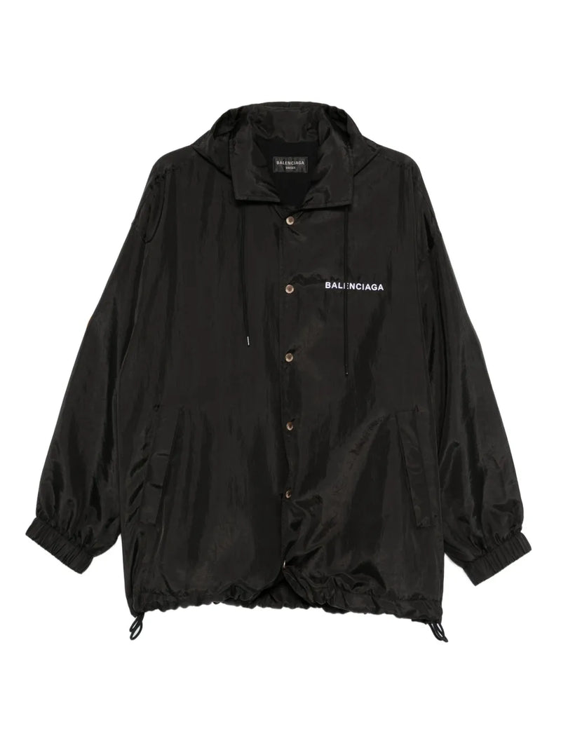 hooded logo-embroidered jacket