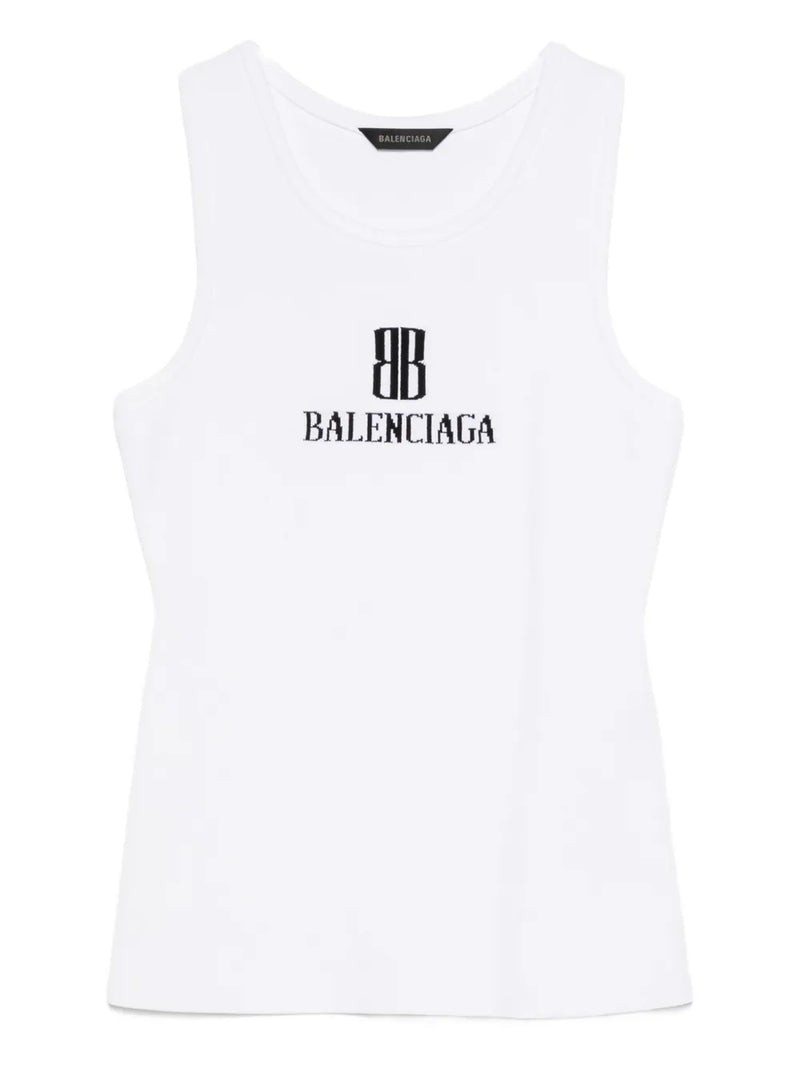 logo-intarsia sleeveless tank top