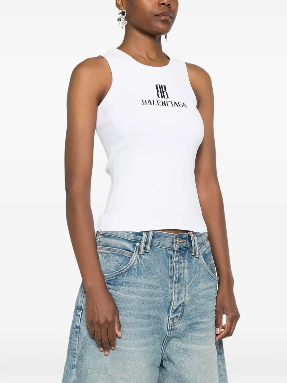 logo-intarsia sleeveless tank top