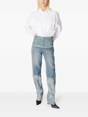 moon-print zip-fly jeans