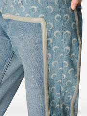 moon-print zip-fly jeans
