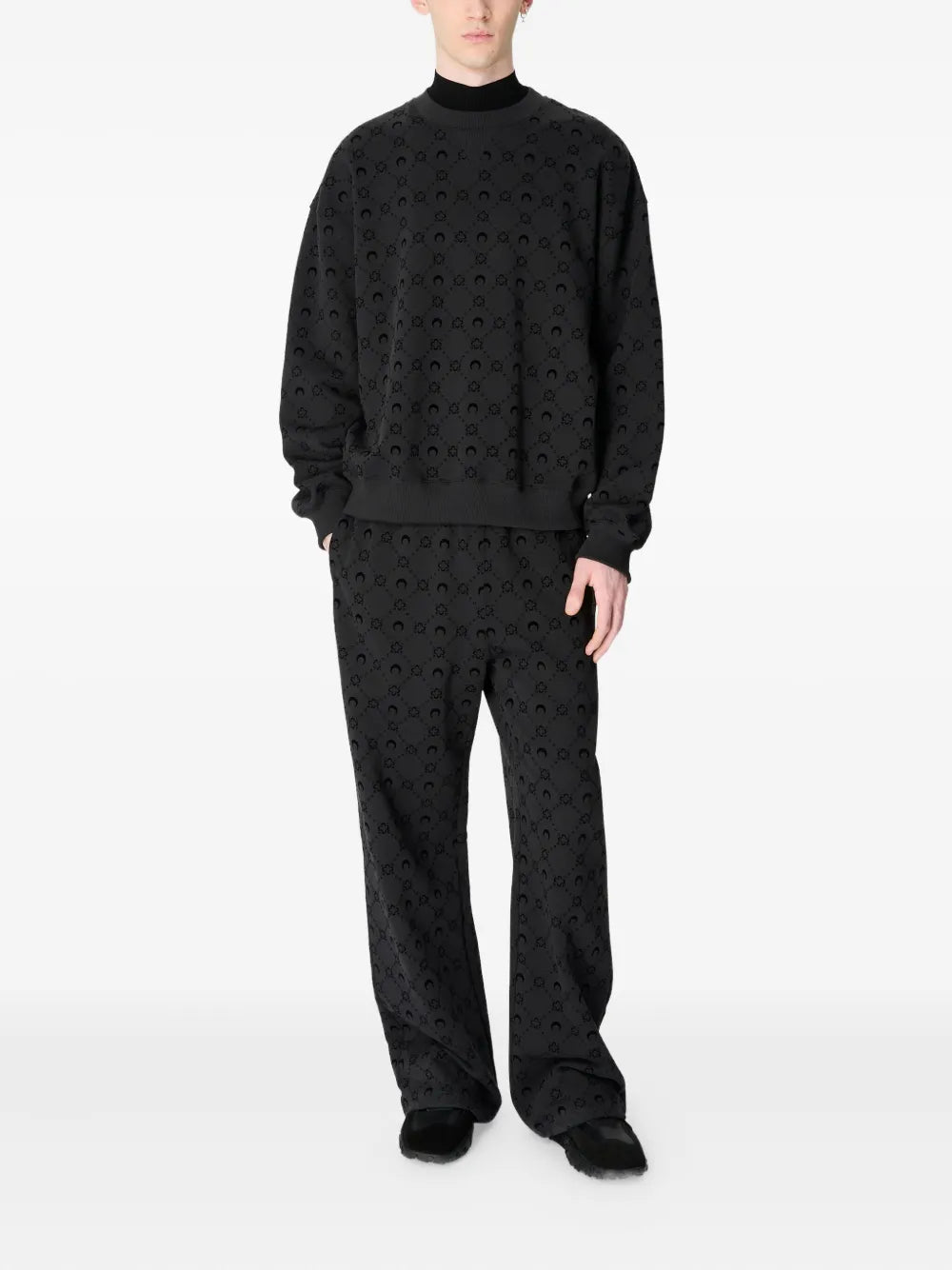 moonogram flocked fleece sweatshirt