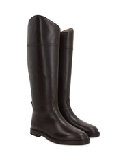 side-zip calf leather boots