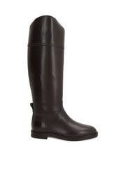 side-zip calf leather boots