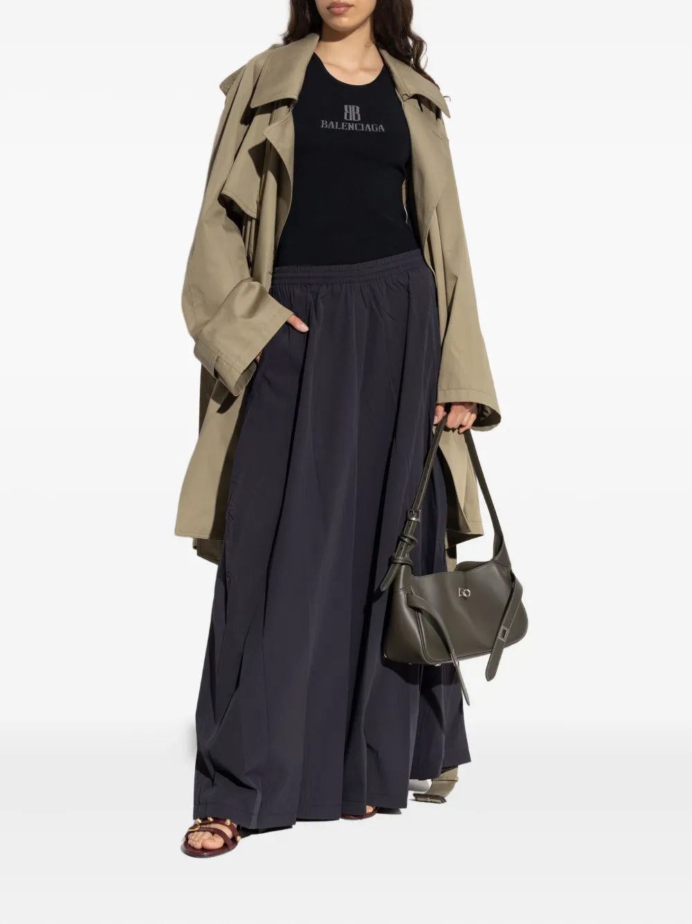 belted double-breasted trench coat