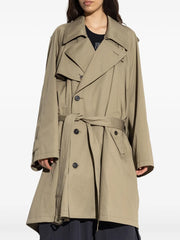 belted double-breasted trench coat