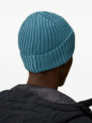goggle-detail ribbed-wool beanie hat