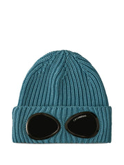 goggle-detail ribbed-wool beanie hat