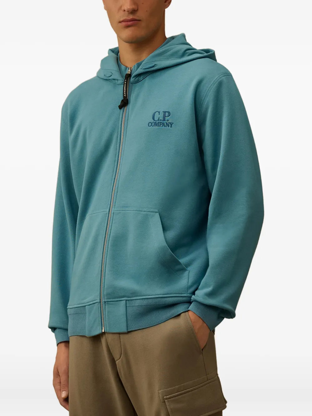 logo-embroidered zip-up Hoodie