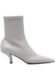 pointed-toe leather boots