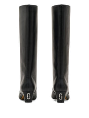 pointed-toe leather boots