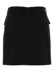 double-breasted twill skirt