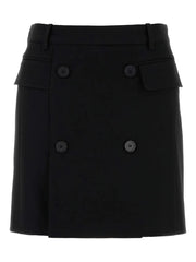 double-breasted twill skirt