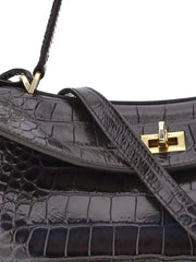 medium crocodile-effect shoulder bag