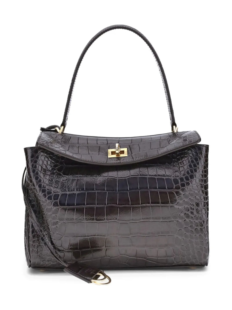 medium crocodile-effect shoulder bag