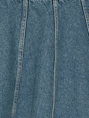 pleated denim mini skirt