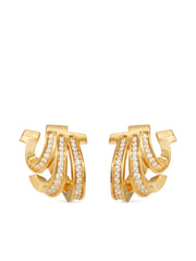 Triple-Gancini crystal-hoop earrings