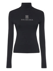 logo-detail ribbed turtleneck top