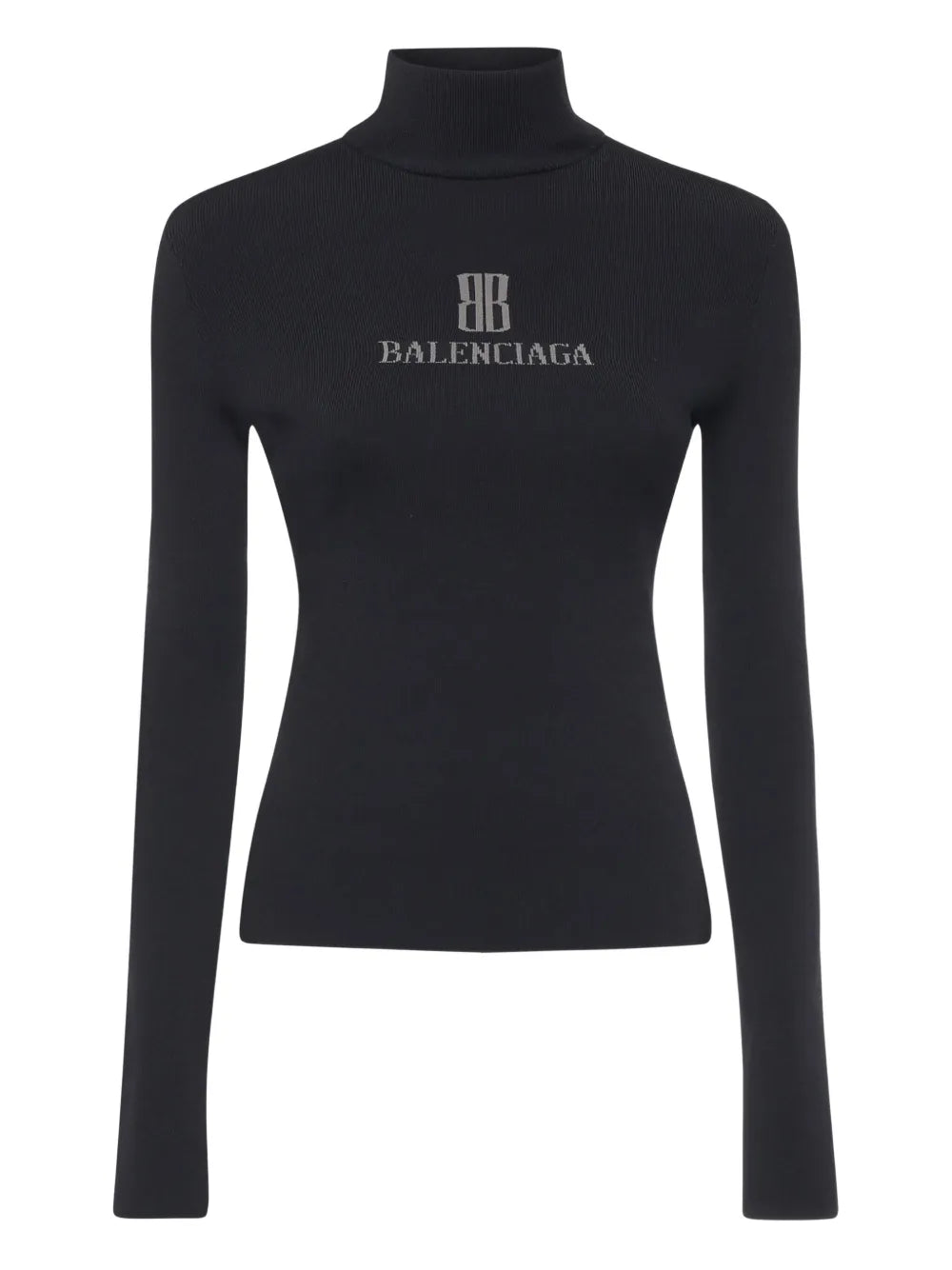 logo-detail ribbed turtleneck top
