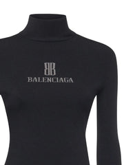 logo-detail ribbed turtleneck top