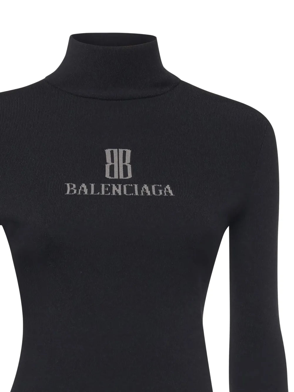 logo-detail ribbed turtleneck top
