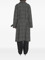 One Layer checked belted coat