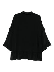 ruffled tie-neck top