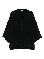 ruffled tie-neck top