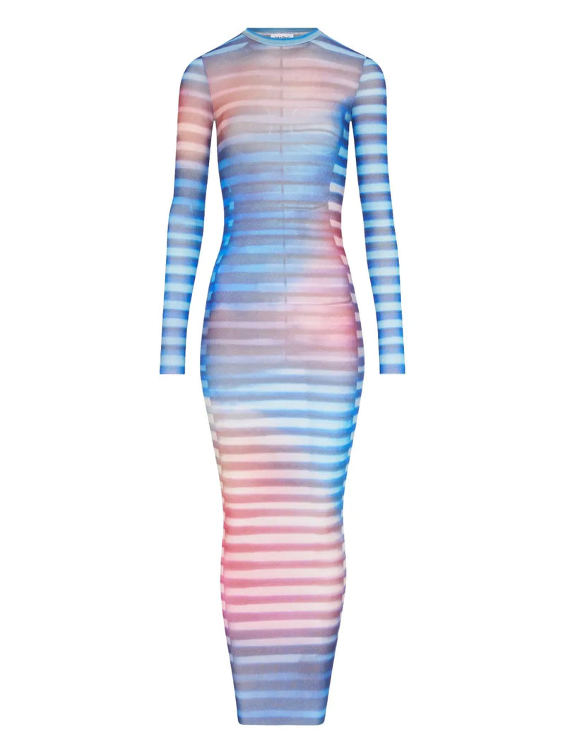 long-sleeve mesh dress