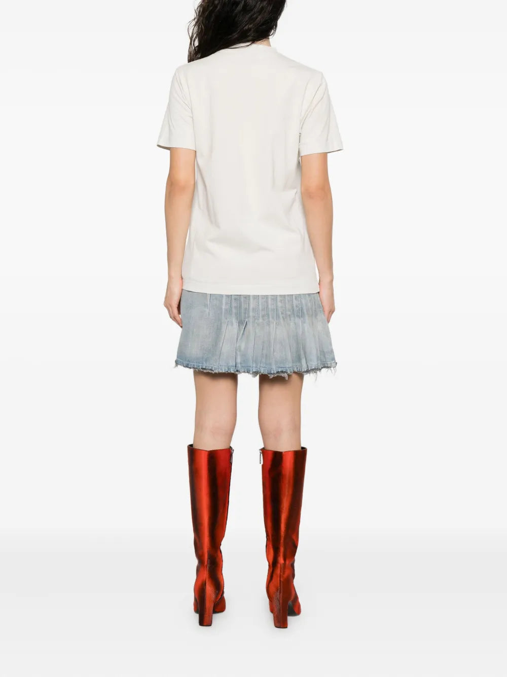 graphic-print layered mini dress