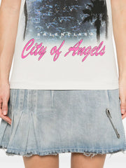 graphic-print layered mini dress