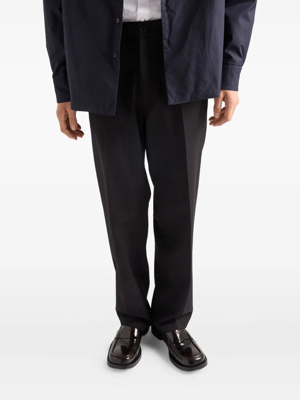 triangle-logo wool trousers