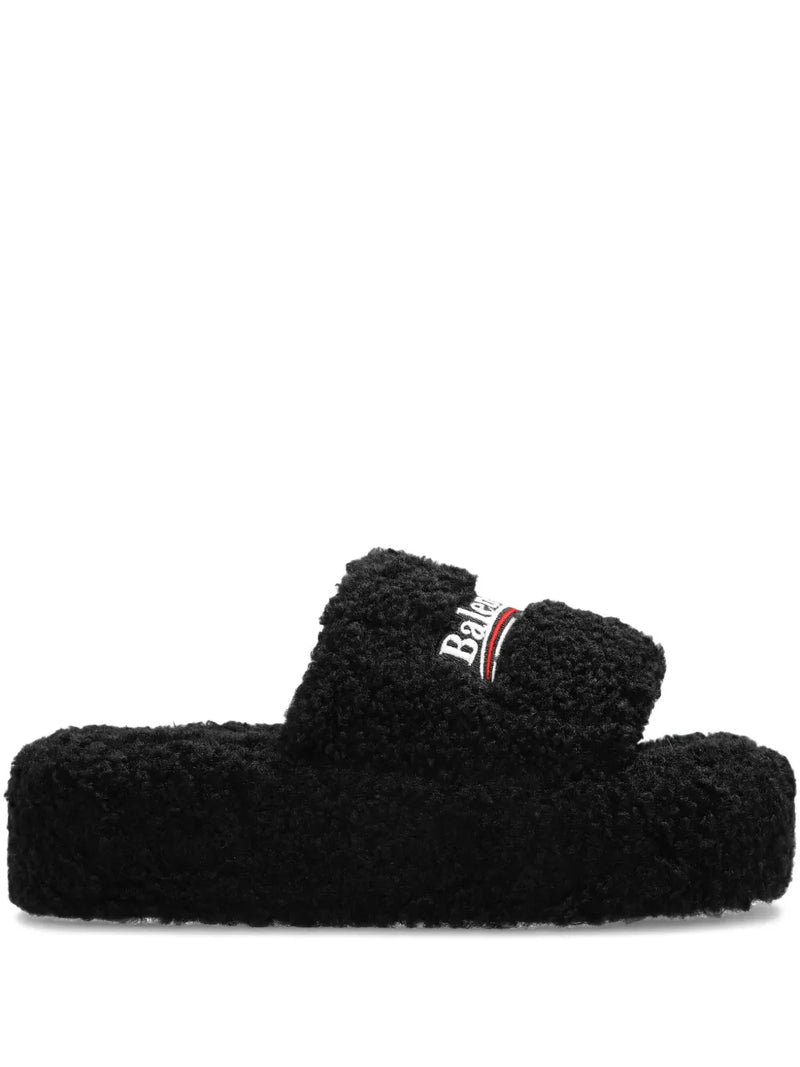 logo-embroidered platform sandals