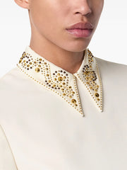 embellished-collar short-sleeve top