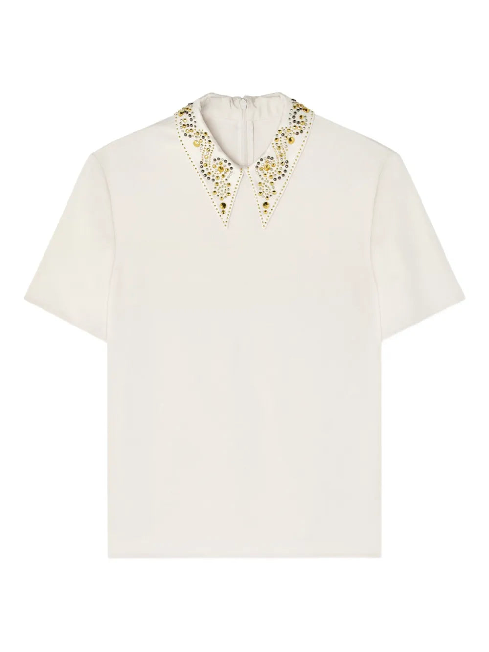 embellished-collar short-sleeve top