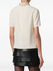 embellished-collar short-sleeve top