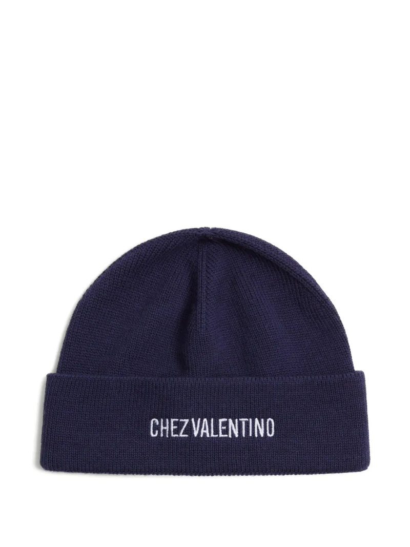 Chez Valentino knitted wool beanie