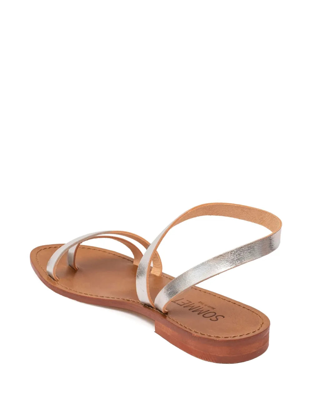 metallic flat sandals