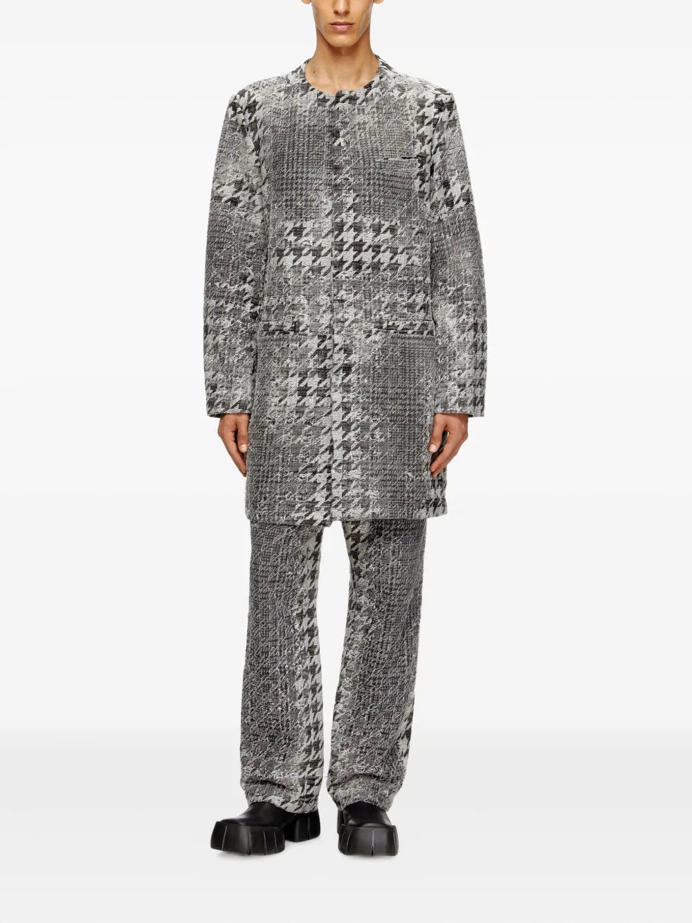 jacquard denim coat