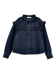 embroidered-logo denim shirt
