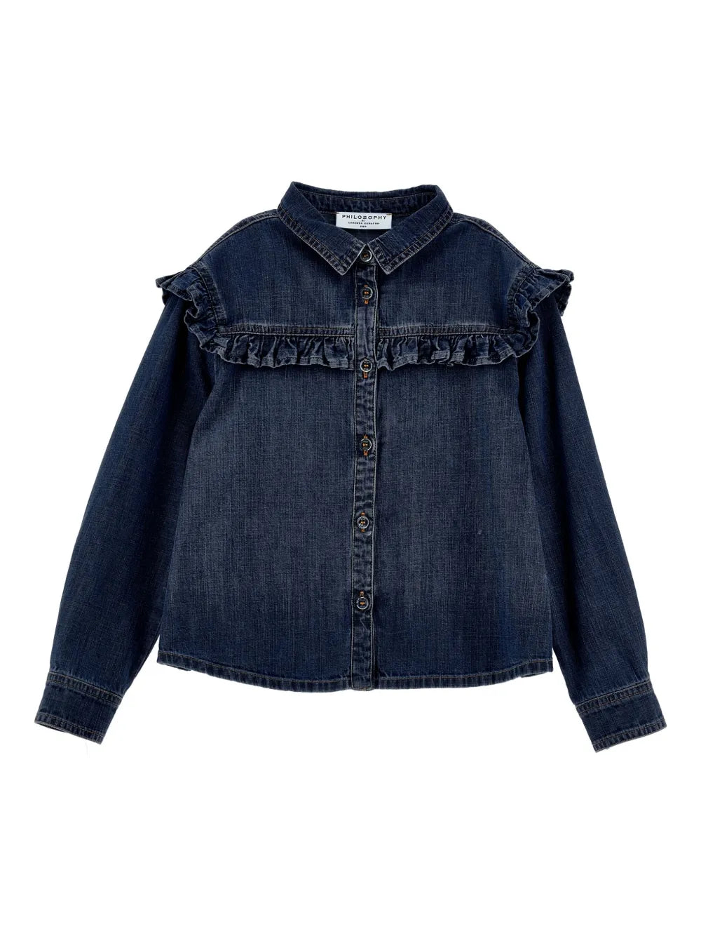 embroidered-logo denim shirt