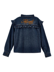 embroidered-logo denim shirt