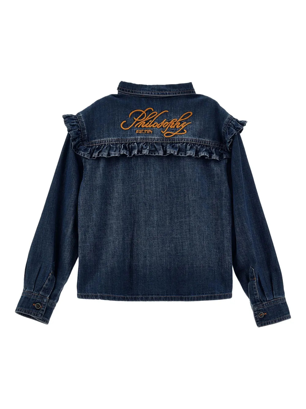embroidered-logo denim shirt
