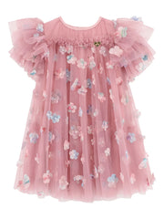 flower-embellished ruffled dress