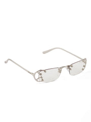 Runway embellished rectangle sunglasses
