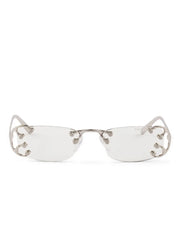 Runway embellished rectangle sunglasses