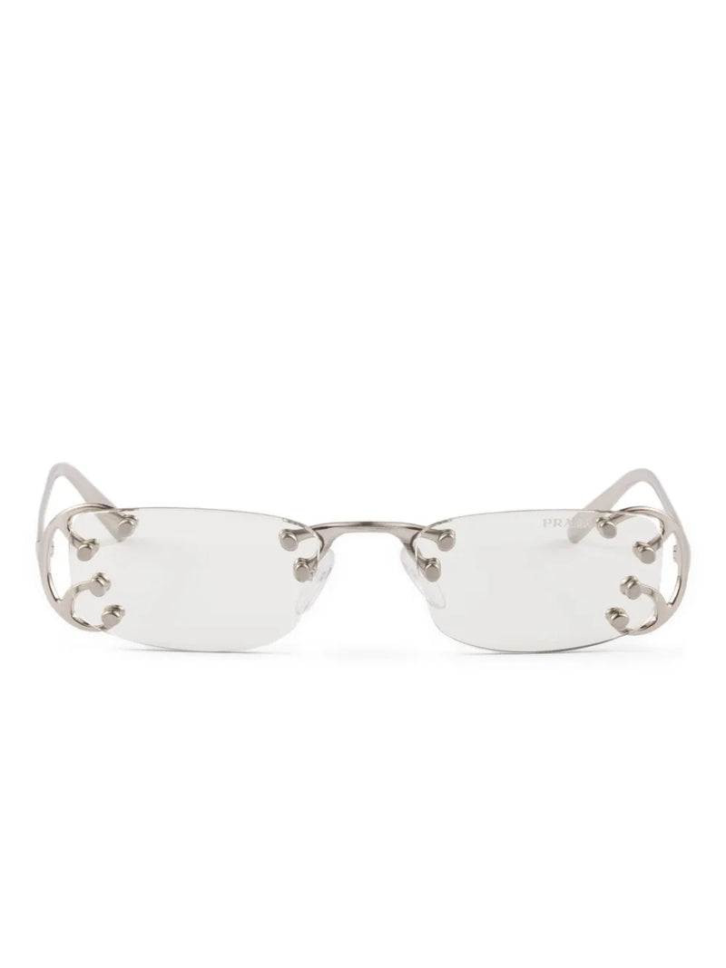 Runway embellished rectangle sunglasses